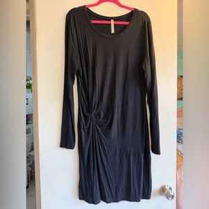 Fabletics Black Long-Sleeve Twist Waist Dress